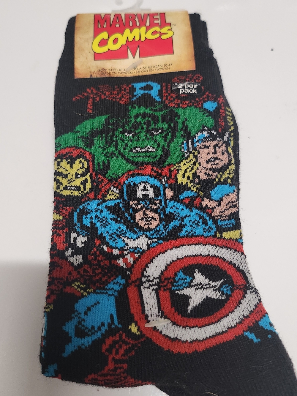 Marvel Comic Mens Socks - 2 Pair Pack, New
